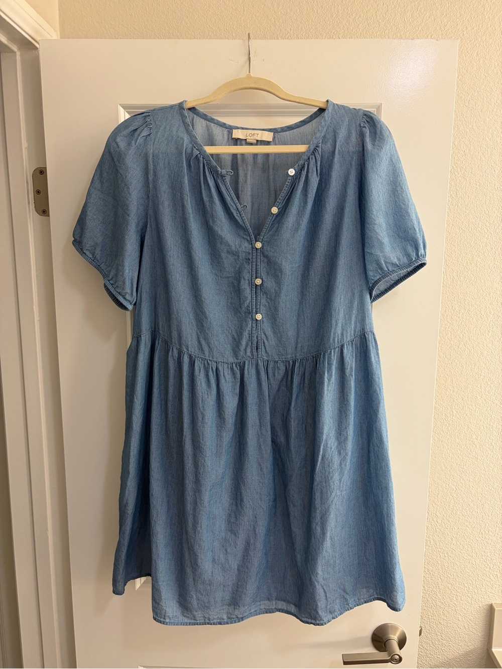 LOFT Chambray Button Front Dress - Size Medium